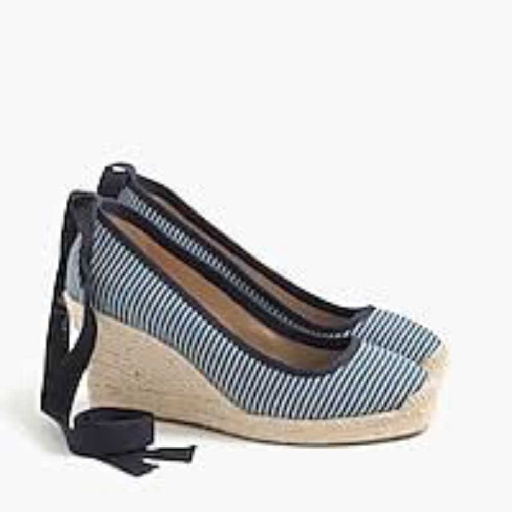 J. Crew Canvas Espadrille Wedges with Ankle Wrap